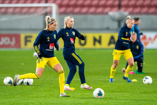 Linda Sembrant and Stina Blackstenius of Sweden