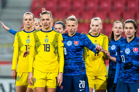 Amanda Ilestedt, Fridolina Rolfö and Stina Blackstenius of