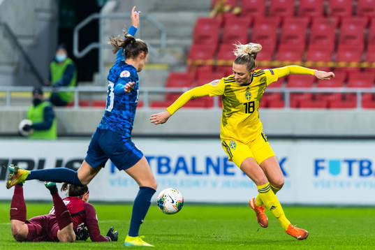 during the UEFA Women's Euro Qualifier football match