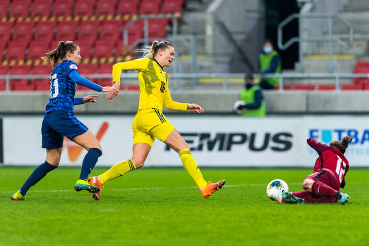 during the UEFA Women's Euro Qualifier football match