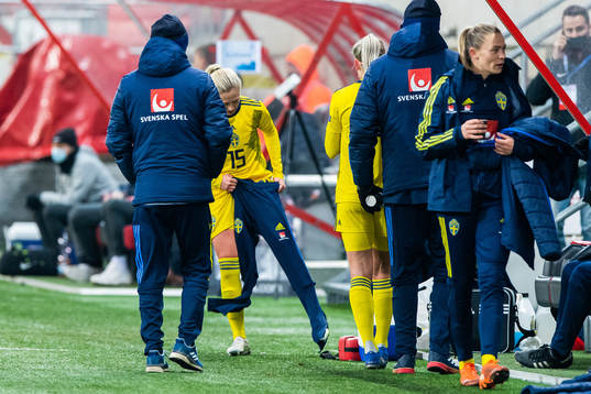 Rebecka Blomqvist of Sweden is substituted