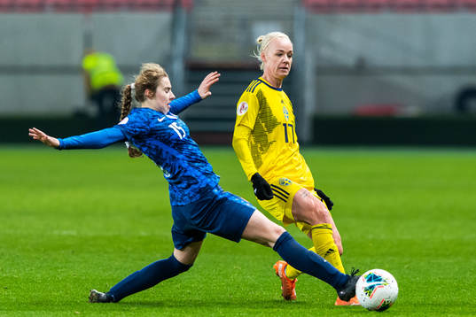 Laura Žemberyová of Slovakia and Caroline Seger of Sweden
