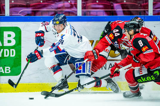 Linköpings Patrik Lundh mot Malmö Redhawks Jesper Jensen