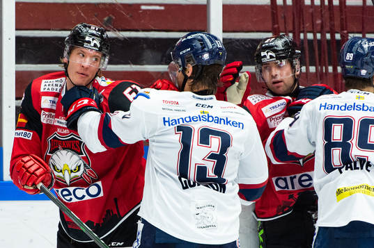 Bråk mellan Malmö Redhawks Emil Sylvegård och