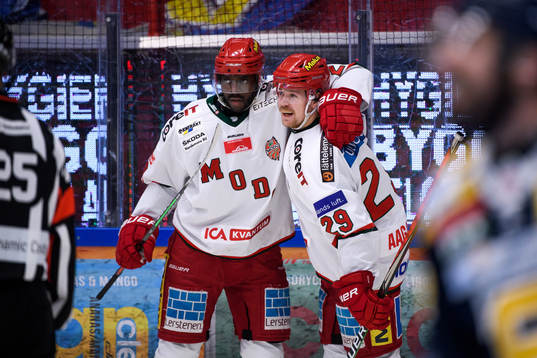 Modos Edwin Hedberg och Mikkel Aagaard  jublar