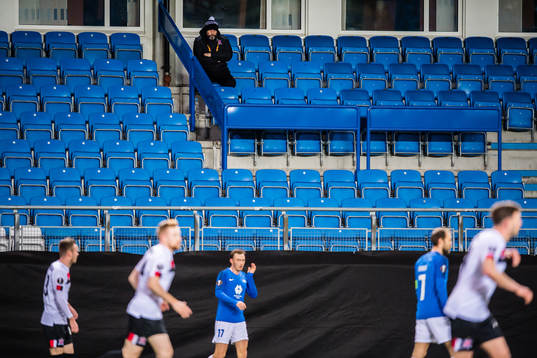 Filippo Giovagnoli, head coach of Dundalk,  in the stands