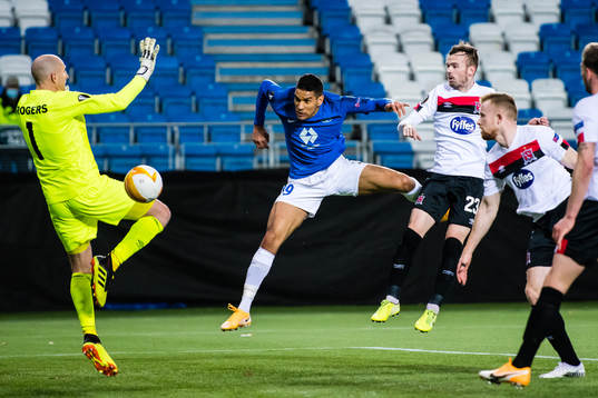 Ohikhuaeme Anthony Omoijuanfo of Molde scores the 2-0 goal