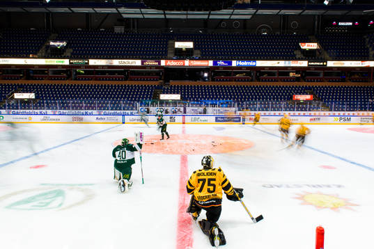 Färjestads målvakt Henrik Haukeland och Skellefteås