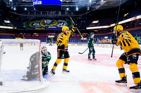 Färjestads målvakt Arvid Holm deppar och Skellefteås