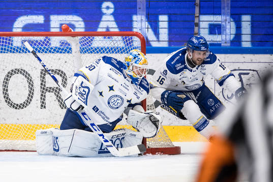Leksands målvakt Janne Juvonen och Daniel Gunnarsson