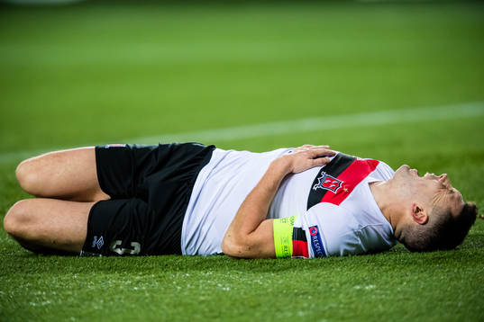 mBrian Gartland of Dundalk in pain