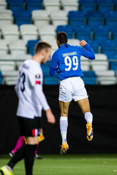 Ohikhuaeme Anthony Omoijuanfo of Molde celebrates