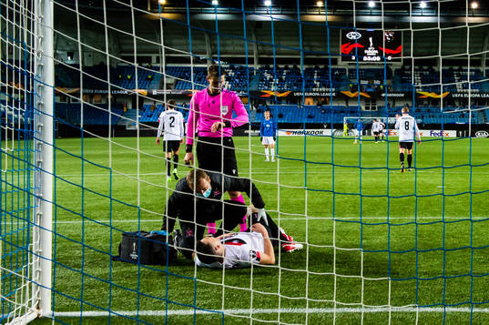 Brian Gartland of Dundalk in pain