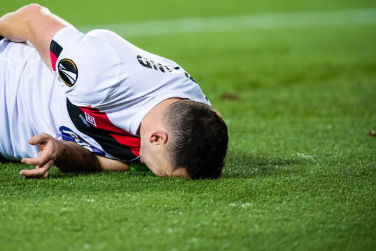 Brian Gartland of Dundalk in pain