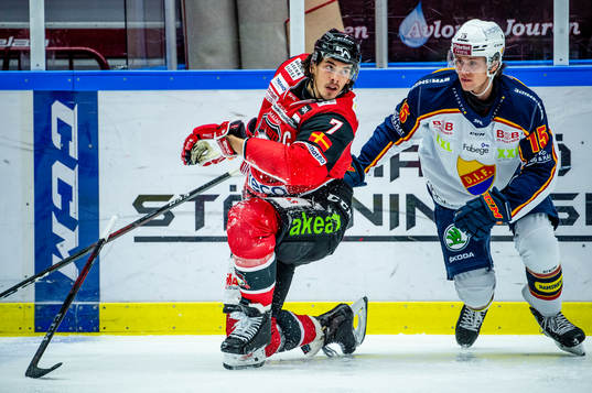 Malmö Redhawks Oliver Lauridsen och Djurgårdens Dominik