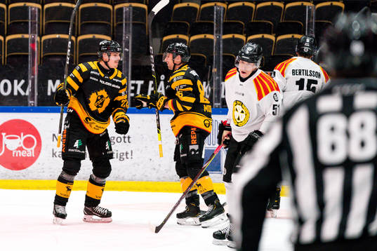 Skellefteås Jonathan Johnson och Tyler Morley jublar