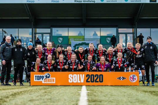 Players of Rosenborg with silver medals