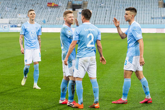 Malmö FFs Sören Rieks, Anders Christiansen, Eric Larsson