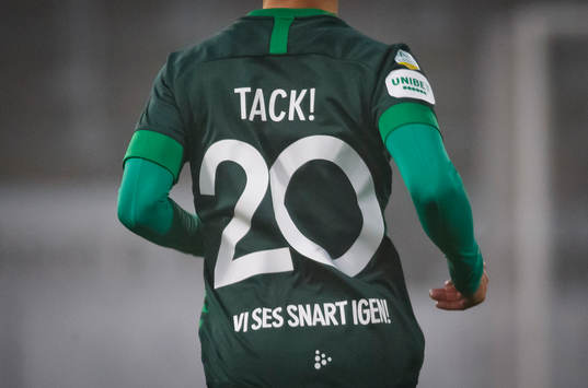 Hammarbys matchtröja med texten tack vi ses snart igen