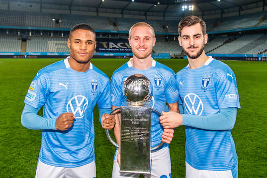 Malmö FFs Amin Sarr, Franz Brorsson och Adi Nalic med