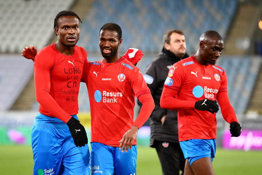 Helsingborgs Joseph Ceesay och Mohammed Abubakari
