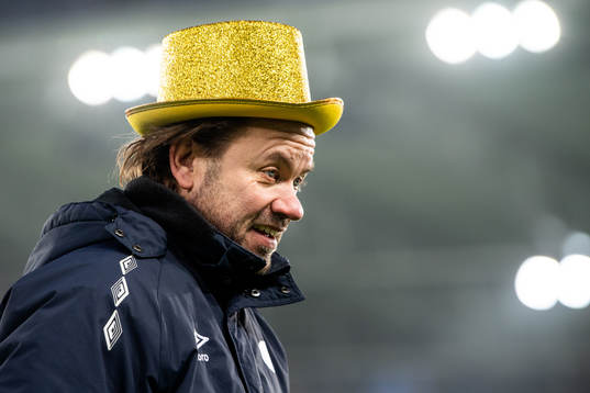 Jack Majgaard Jensen, head coach of Vålerenga, celebrates