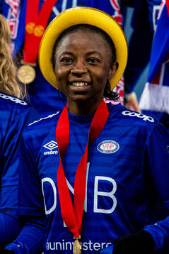 Ajara Njoya of Vålerenga celebrates winning the league