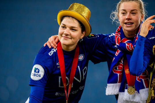 Dejana Stefanovic of Vålerenga celebrates winning the