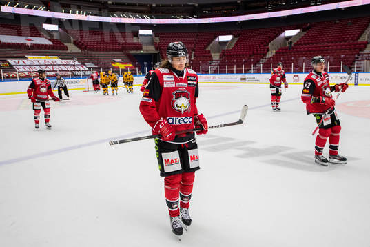Malmö Redhawks Malte Setkov och Fredrik Händemark deppar