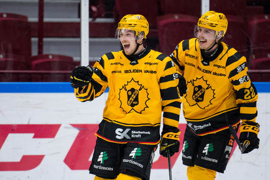 Skellefteås Jesper Frödén jublar med Jonathan Johnson