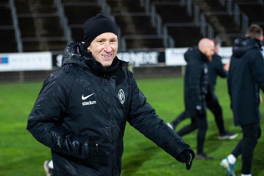 Landskronas tränare Billy Magnusson jublar