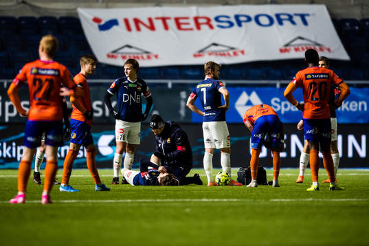 Lars-Christopher Horst Jan Vilsvik of Strømsgodset in pain