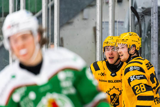 Skellefteås Andreas Wingerli jublar med Jesper Frödén