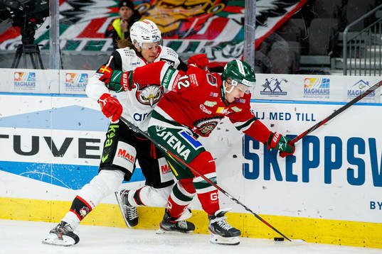Malmö Redhawks Malte Setkov och Frölundas Max Friberg