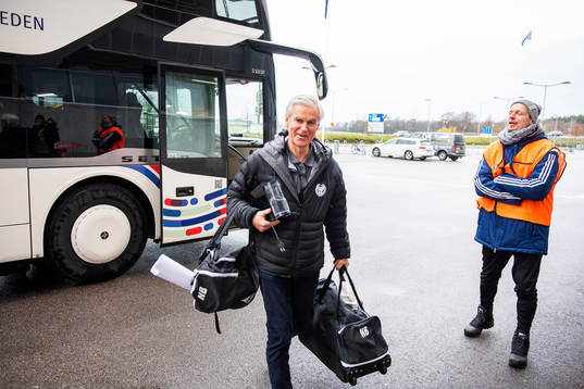 Kalmars tränare Nanne Bergstrand anländer