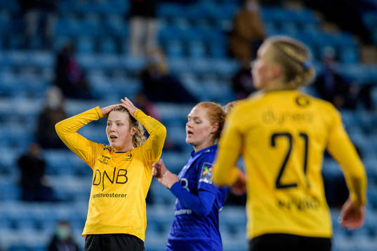Sophie Haug of LSK Kvinner looks dejected