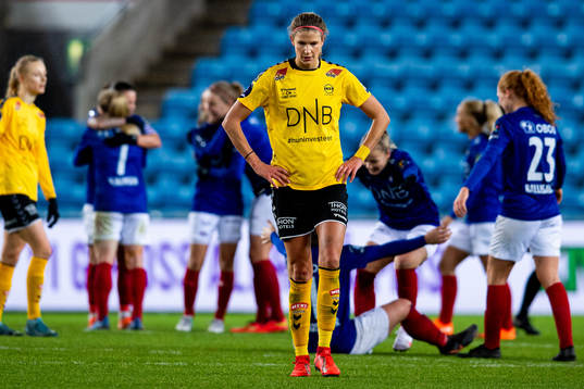 Justine Monique Vanhaevermaet of LSK Kvinner looks dejected