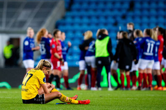 Justine Monique Vanhaevermaet of LSK Kvinner looks dejected