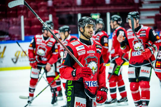 Malmö Redhawks Joseph Veleno jublar med lagkamraterna