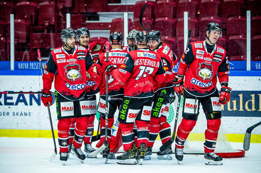 Malmö Redhawks spelare jublar