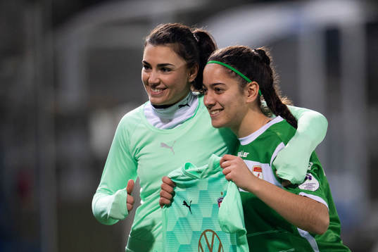Rosengårds goalkeeper Zecira Musovic and Lanchkhti
