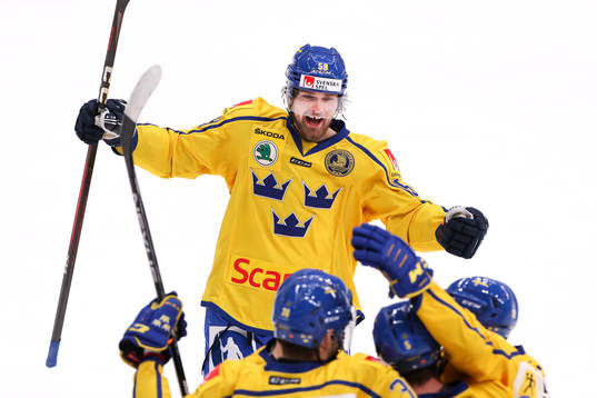 Linus Johansson of Sweden celebrates the 3-1 goal