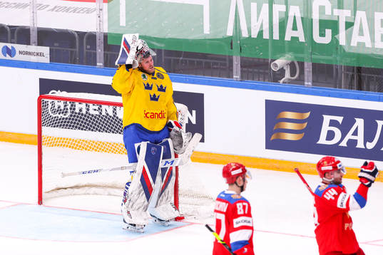 Goalkeeper Magnus Hellberg of Sweden looks dejected