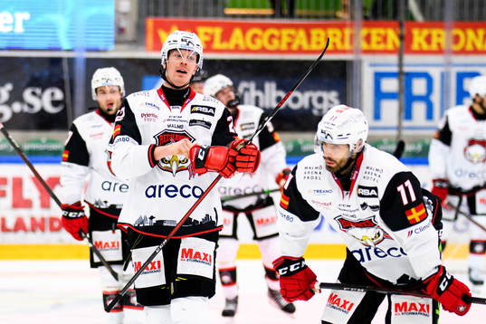 Malmö Redhawks Lars Bryggman och Markus Lauridsen deppar