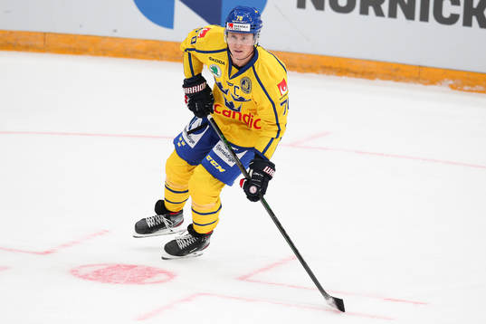 Dennis Rasmussen of Sweden during the Channel One Cup ice