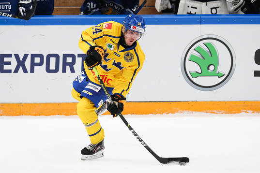 Andreas Wingerli of Sweden during the Channel One Cup ice
