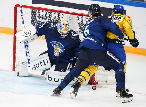 goalkeeper Janne Juvonen of Finland, Tony Sund of Finland