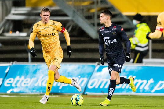Ola Selvaag Solbakken of Bodø/Glimt and Ylldren Ibrahimaj
