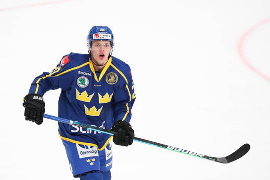 Lawrence Pilut of Sweden during the Channel One Cup ice