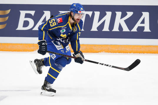 Linus Johansson of Sweden during the Channel One Cup ice
